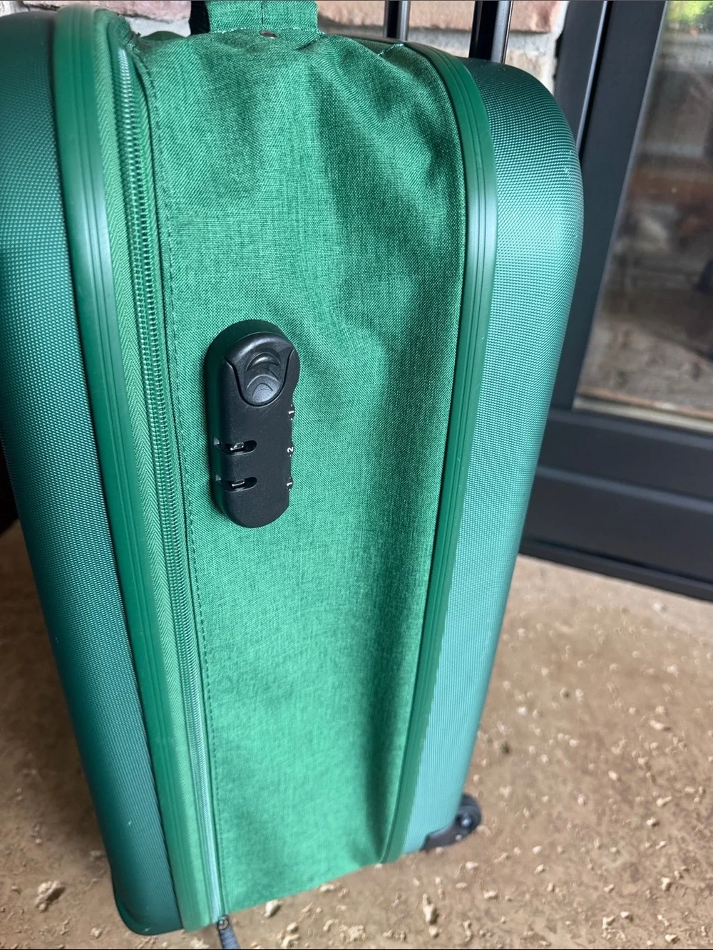 Luxe Green Hard sided Collapsable Carry-On luggage bag Fabric middle telescopic